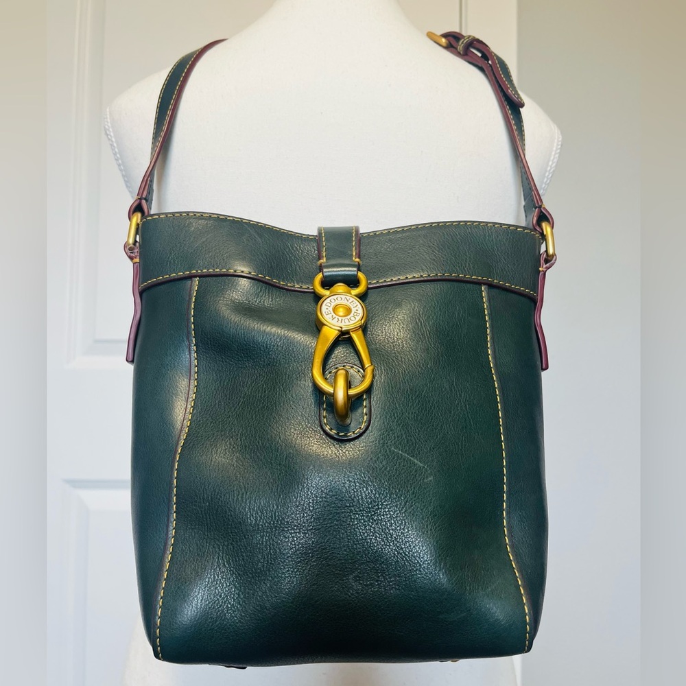 Dooney & Bourke Crossbody Florentine Leather Sadie Feed Purse Bag RARE Ivy Green - Picture 4 of 16